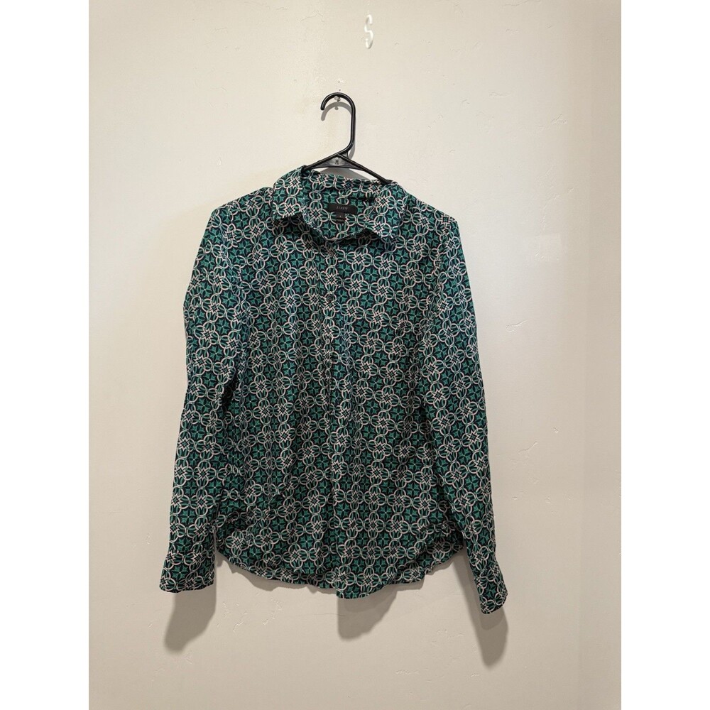 J Crew Womens Lattice Medallion Popover Blouse Long Sleeve Cotton Size 8